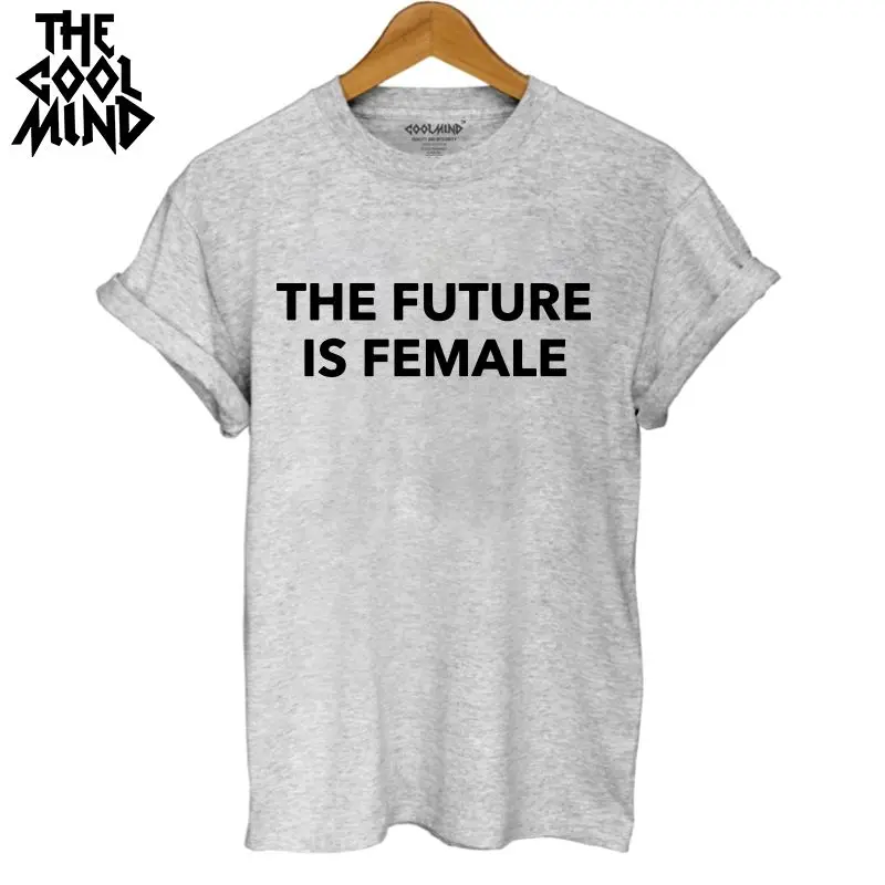 WRZ0611-GREY Женская футболка с принтом COOLMIND the future is, хлопок, Женская Повседневная футболка с коротким рукавом, женская летняя футболка с круглым вырезом, WRZ0611 - Цвет: WRZ0611-GREY