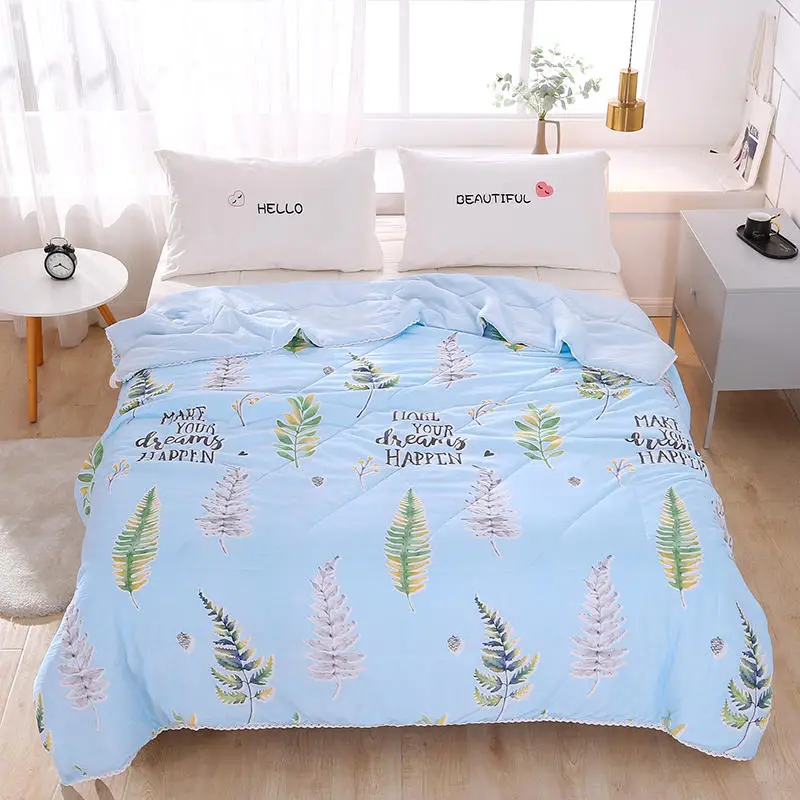 Leaf Pattern Soft Skin-friendly Summer Duvet Washed Cotton Thin Quilt Children Adults Duvet Pillowcase Wholesale(200x230cm