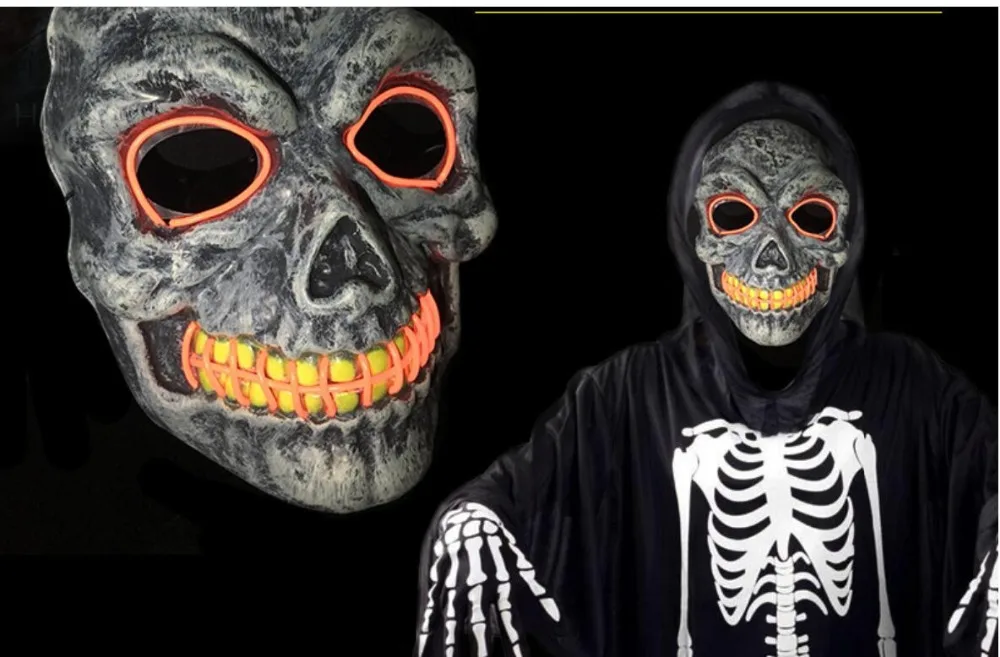 Три режима освещения EL Wire Ghost Mask новинка светодиодная маска череп скелет