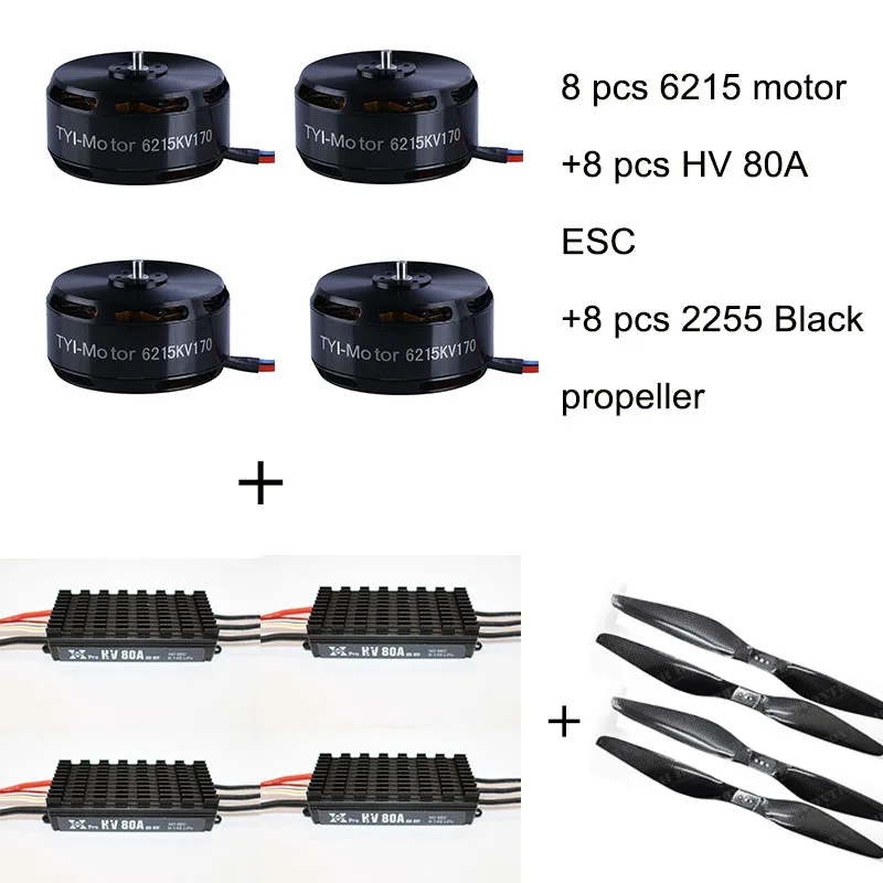 Цвет: желтый 4 шт. 6215 170kv бесщеточный двигатель с HV 80A ESC 2055 Пропеллер для RC самолет мульти-вертолет - Цвет: Цвет: желтый