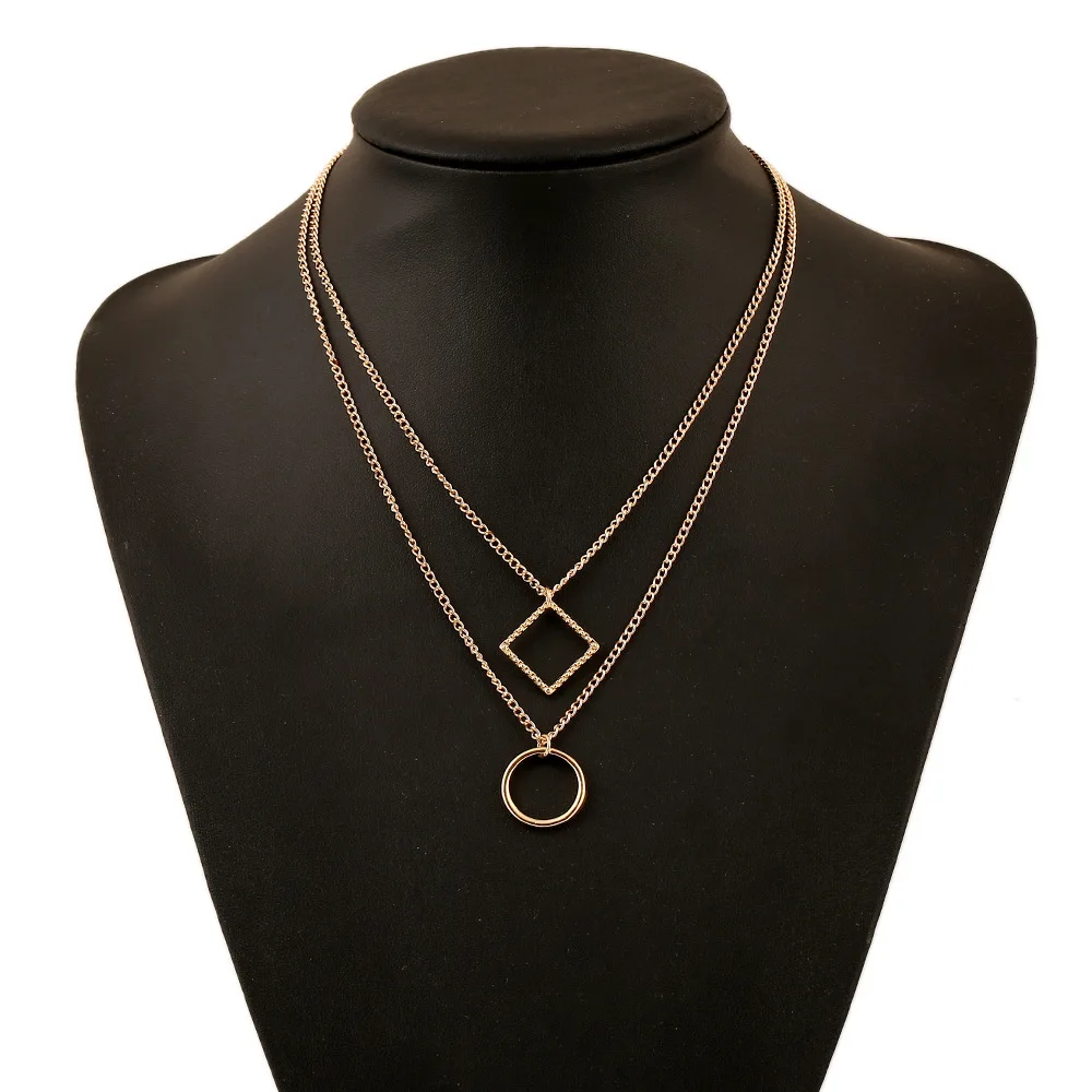 SHDIYAYUN 2017 New Big Sale Necklace Trendy Sliver&ampGold Color Geometry Female Pendant For Women Patry Jewelry Gift Accessories |