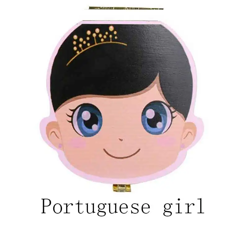 Portugal Girl Детская коробка для зубов, органайзер для России, коробки для хранения, органайзер для молочных зубов, деревянная коробка для хранения, альбом, сувенир, коробка для хранения - Цвет: Portugal Girl