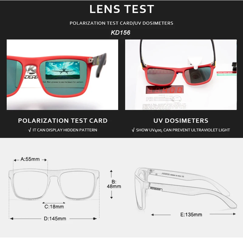 Мужские солнцезащитные очки KDEAM брендовые ультралегкие поляризационные в