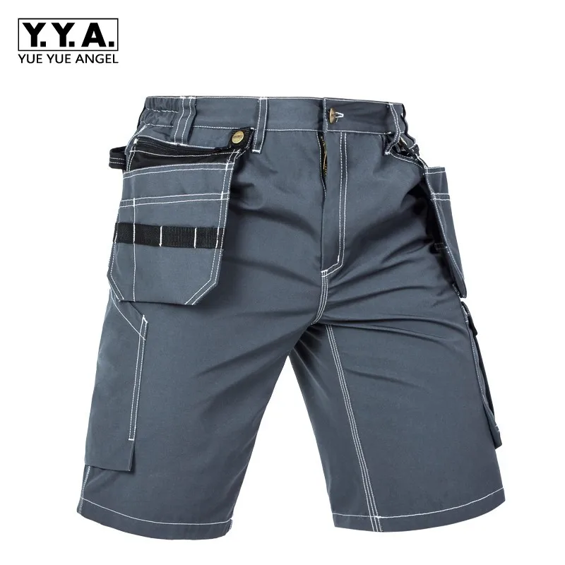 Top Brand Mens Cargo Pocket Short Pants Knee Length Overall Cotton Trousers Security Working For Man Casual Shorts XS-3XL | Мужская
