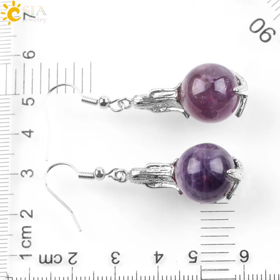 Женские серьги подвески русалки CSJA круглые из натурального камня с опалом