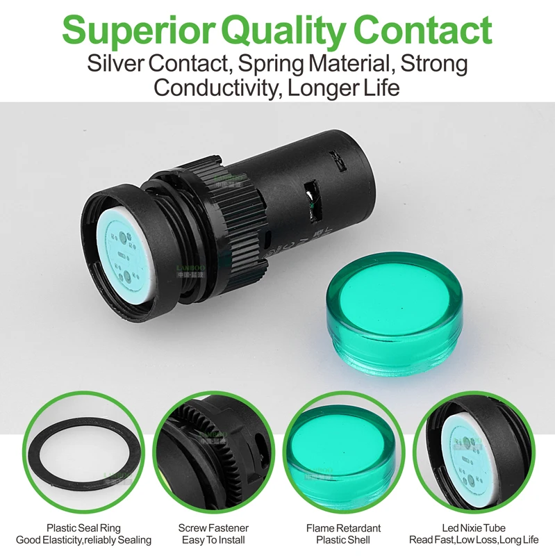 100PCS AD16-16C Panel Mount Signal Power Led Indicator Light 16mm Pilot Lamp AC DC 12V 24V 220V Blue Green Red White Yellow | Лампы и
