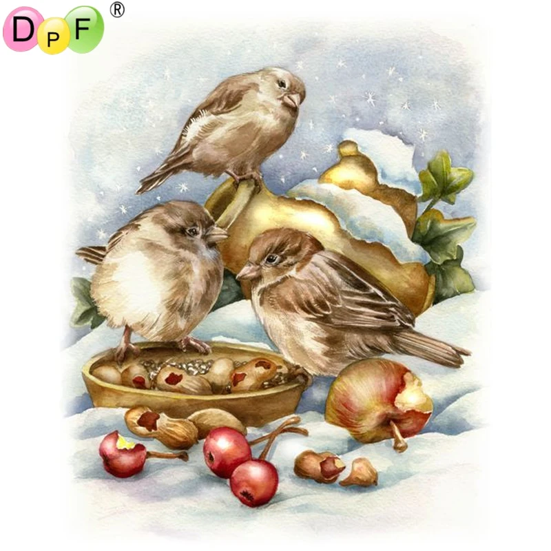 DPF DIY The snow птичка для домашнего декора мозаика квадратная настенная живопись