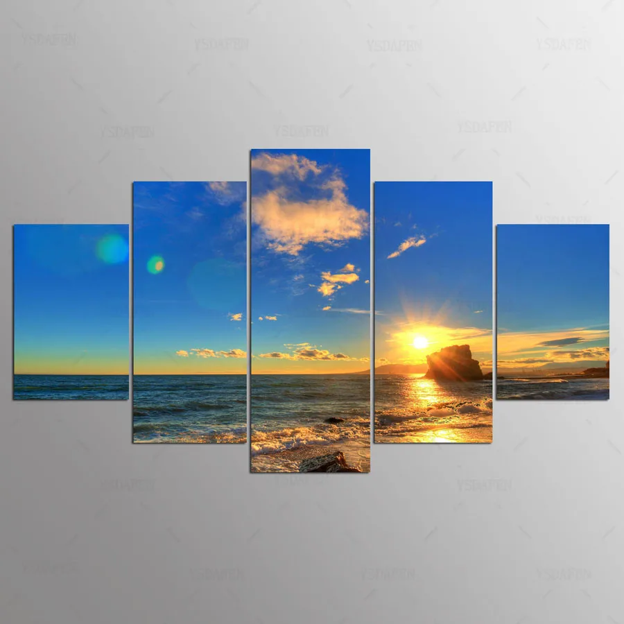 

5 panel Modern Beach Scenes hd Art print canvas art wall framed paintings for living room wall picture ny-1026