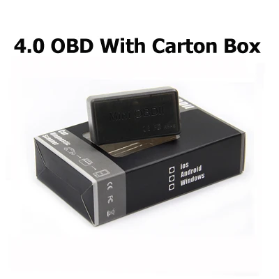 With Carton Box Elm327 Bluetooth OBD2 автоматический сканер Мини ELM 327 OBD 2 Eml327 4,0 диагностический сканер для автомобилей адаптер для iPhone/Android - Цвет: With Carton Box