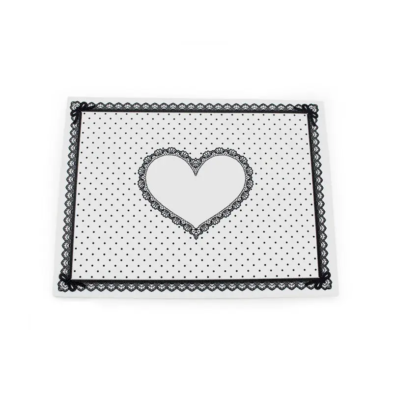 Clear Black Heart Настольный коврик, Складывающийся коврик для маникюра, салонный инструмент, аксессуары для рук, держатель для ногтей, Современная силиконовая подушка, кружевная подушка - Цвет: Clear Black Heart