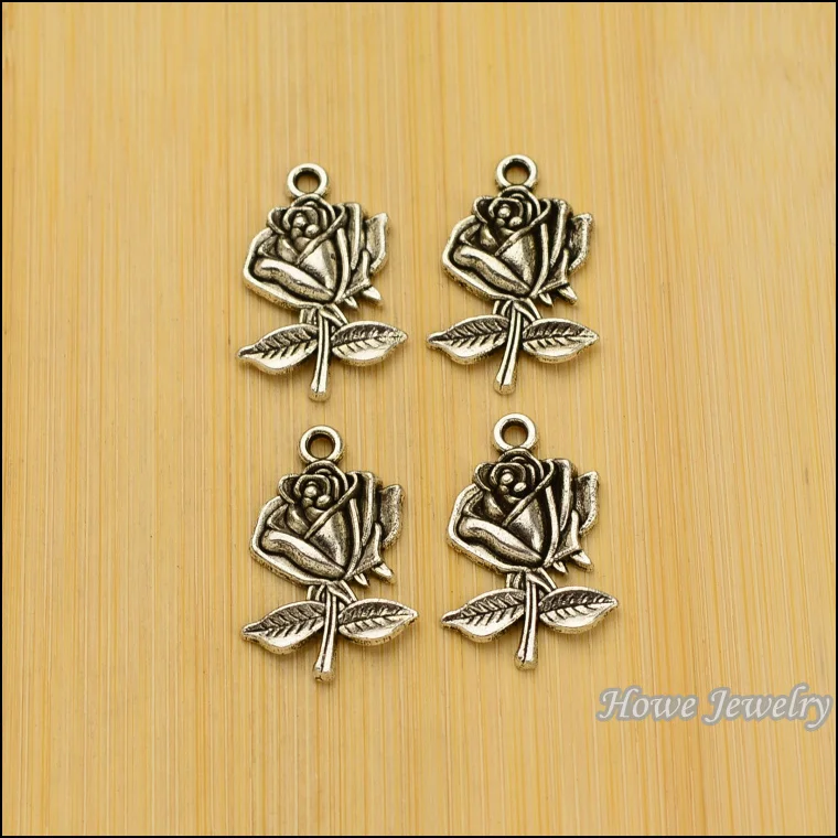 18 шт винтажный цинковый сплав античный серебряный шарм роза цветок кулон DIY