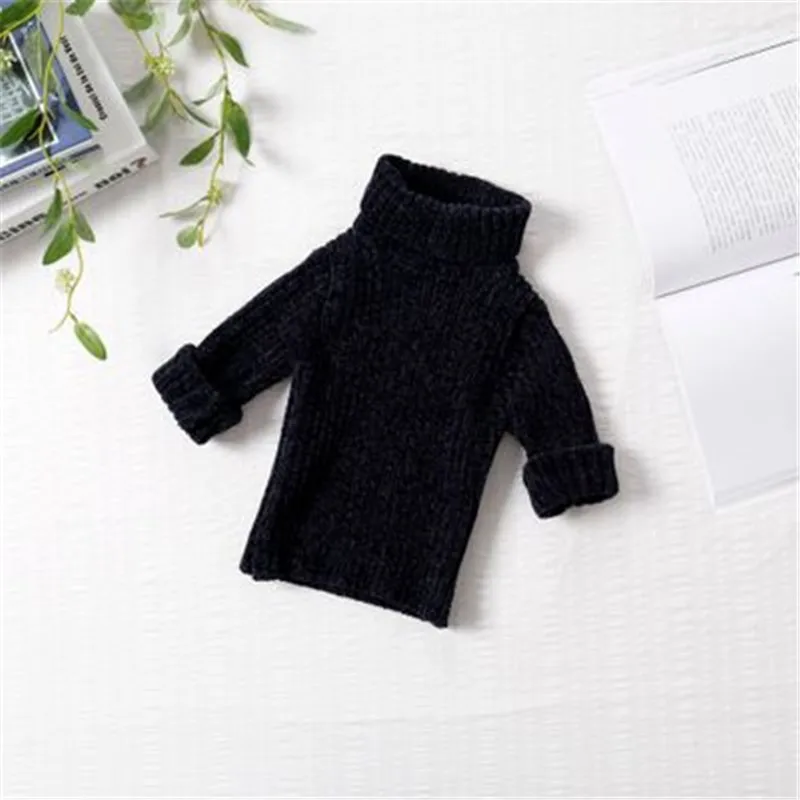 Однотонный свитер для маленьких девочек Осень зима 2019 хлопковая детская