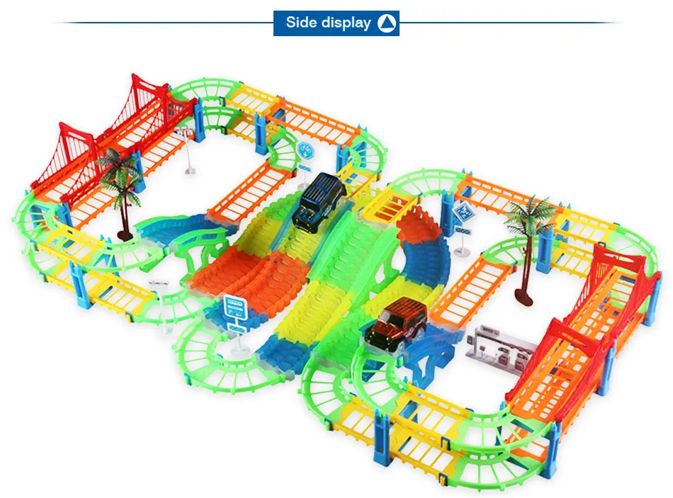 Railway Magical Racing Track Play Set Educational DIY Bend Flexible Race Track Electronic Flash Light Car Toys For children