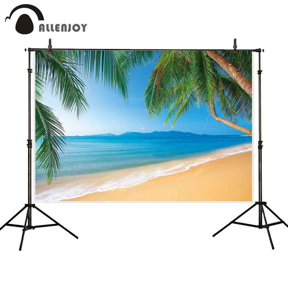 

Allenjoy летние фоны для фотосъемки голубое небо пляж море кокосовое дерево праздничный фон для фотосъемки тканевый Фотофон