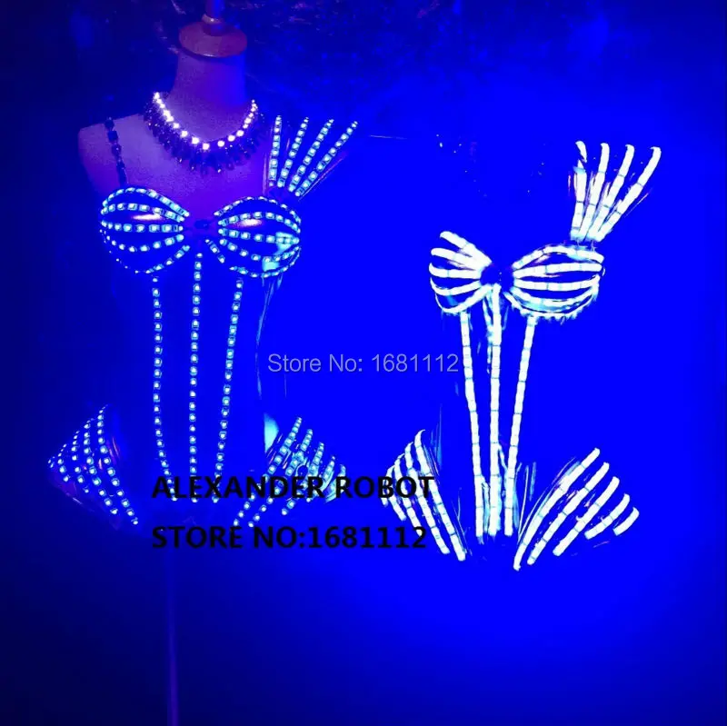 Женская светодиодная одежда/светящийся костюм/женский бюстгальтер светящиеся