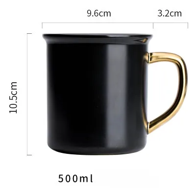 500ml 4 размера хорошее качество золотая ручка кофейная кружка керамическая чашка - Цвет: 500ml