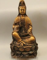 14 chinese tibet buddhism bronze seat lotus kwan yin guan yin statue sculpture
