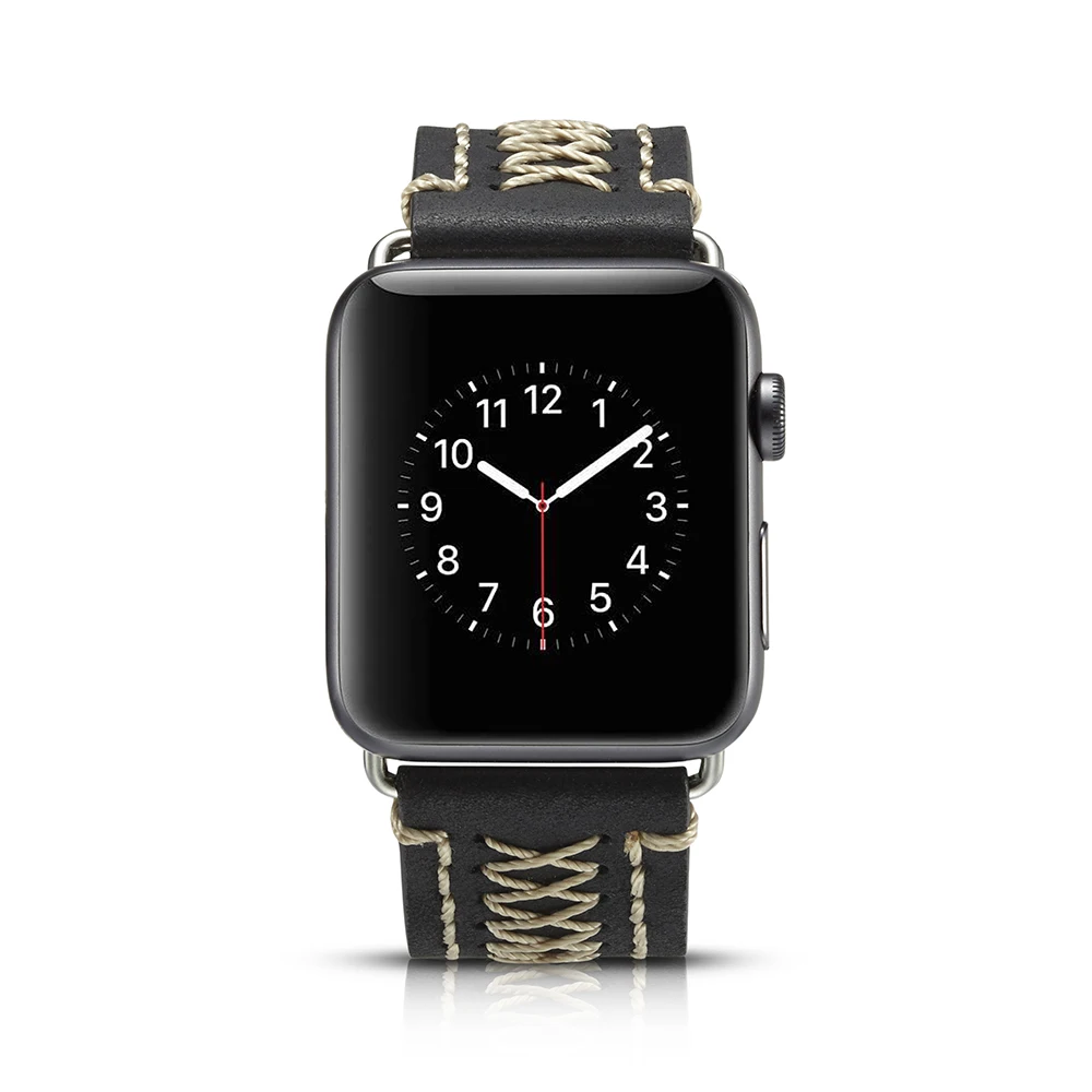 38 мм 42 ремешок для Apple Watch из натуральной кожи ручная работа линия шитье украшения