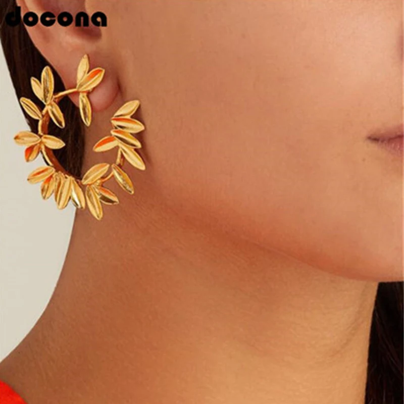 Женские серьги гвоздики Docona роскошные винтажные геометрические с золотыми