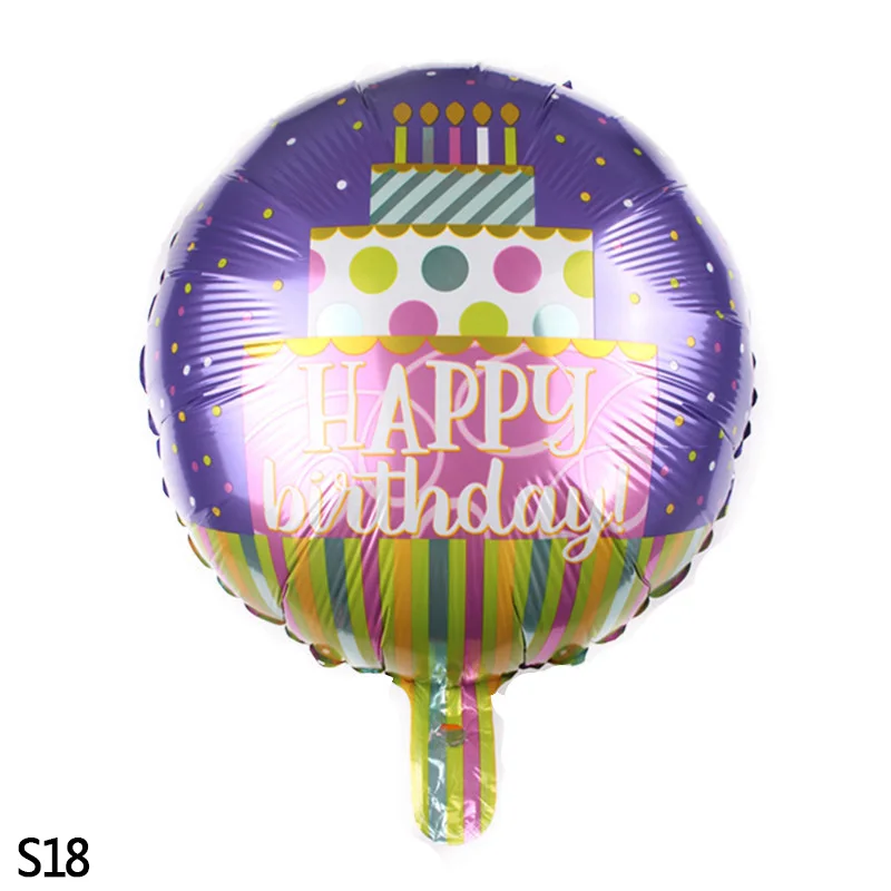 S18 18 дюймов Globos фольгированные шары «С Днем Рождения» детский душ надувные игрушки баллон из гелий круглый воздушный шар для детской вечеринки - Цвет: S18