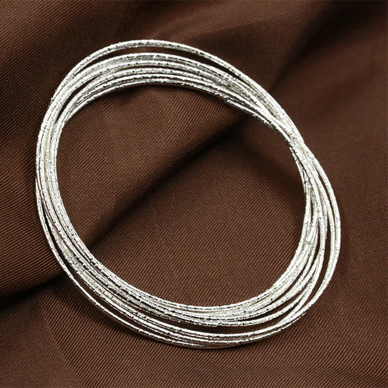 Женские многослойные браслеты с посеребренным покрытием большие круглые обручи