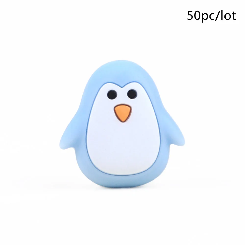 penguin-57 TYRY. HU 50 шт./лот мультфильм Силиконовые Бусины Единорог слон лиса Пингвин собака пищевой детский Прорезыватель DIY Детские Прорезыватели для зубов игрушки, не содержащие БИСФЕНОЛ - Цвет: penguin-57