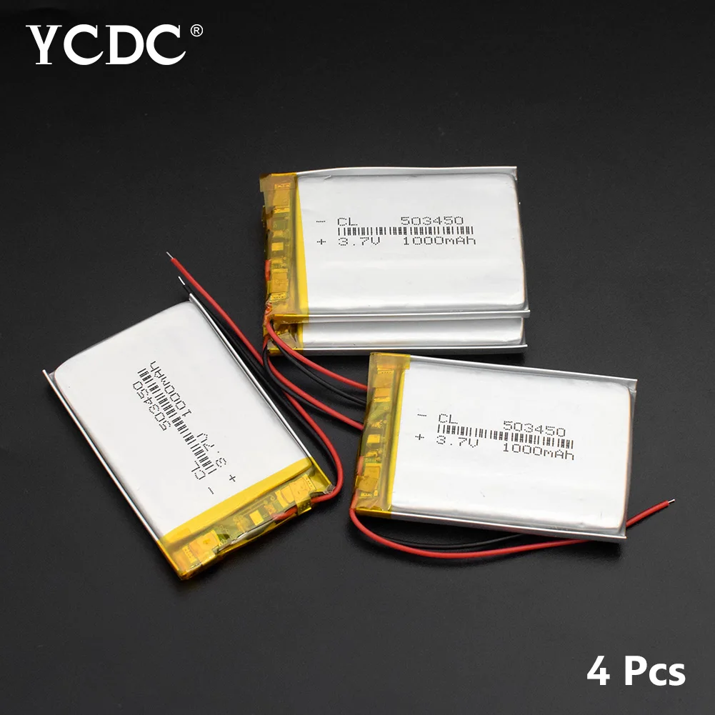 4Pcs Полимерная литиевая аккумуляторная батарея 1000 mAh литий-ионная Lipo батарея 3,7 V 503450 053450 для смартфона DVD mp3 mp4 СВЕТОДИОДНАЯ Лампа камеры - Цвет: 4Pcs