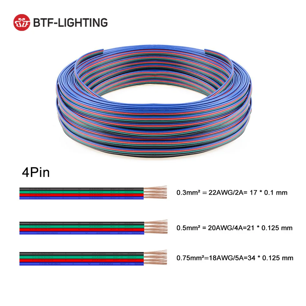 Светодиодный Удлинительный кабель для WS2812 WS2811 10 м 2pin/3Pin/4pin/5Pin 22AWG/20AWG/18AWG |