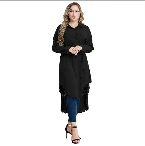 Мусульманская женская блузка топы рубашка платье Abaya Robe открытая свободная