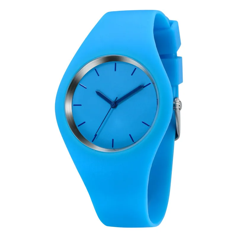 Модный ремешок женские повседневные кварцевые часы мужские часы Montre Femme Reloj Mujer силиконовые водонепроницаемые часы спортивные наручные часы Relojes - Цвет: light blue