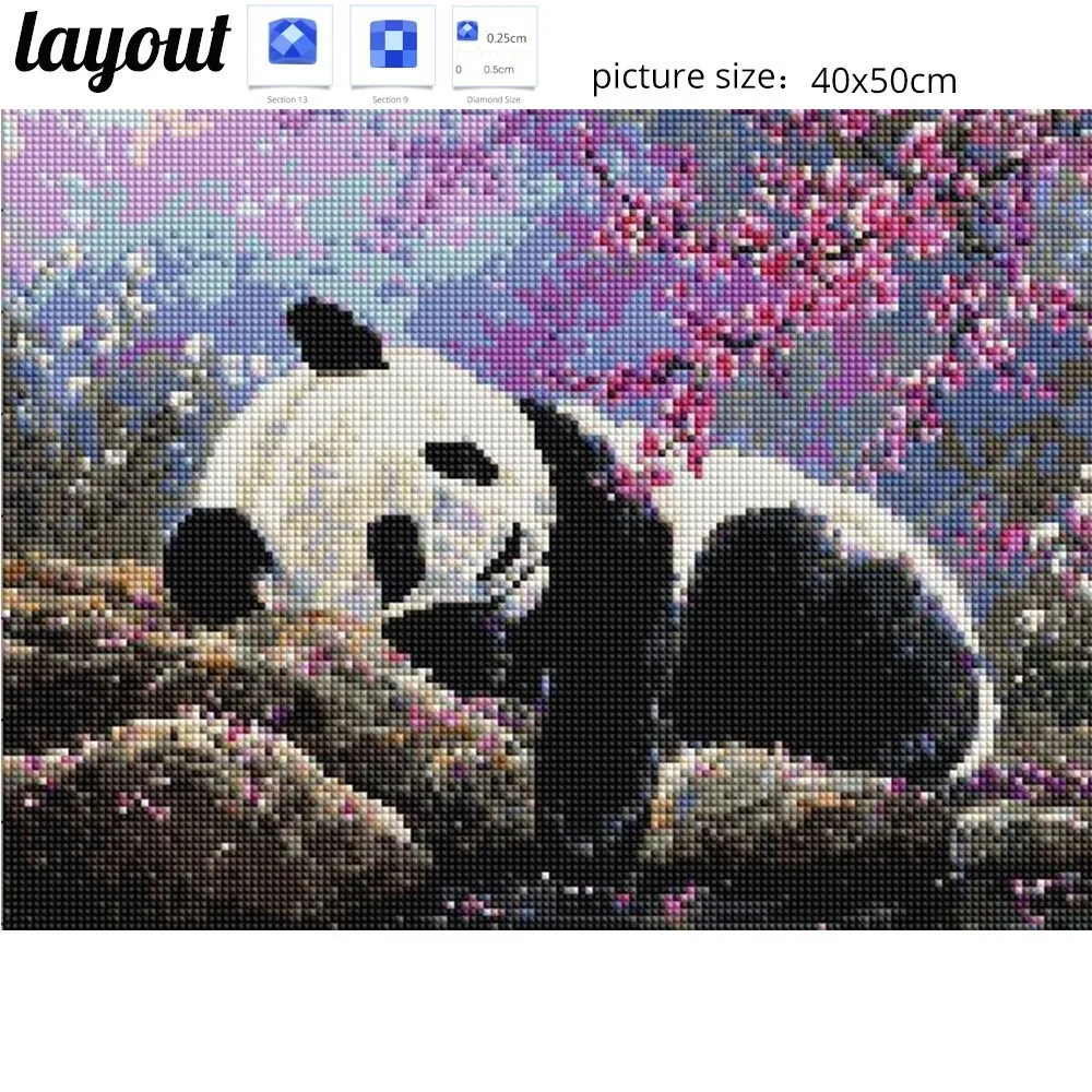 Huacan Diamond Embroidery Animal Full Square Picture Mosaic Rhinestone Home Decoration Diamond Painting Panda