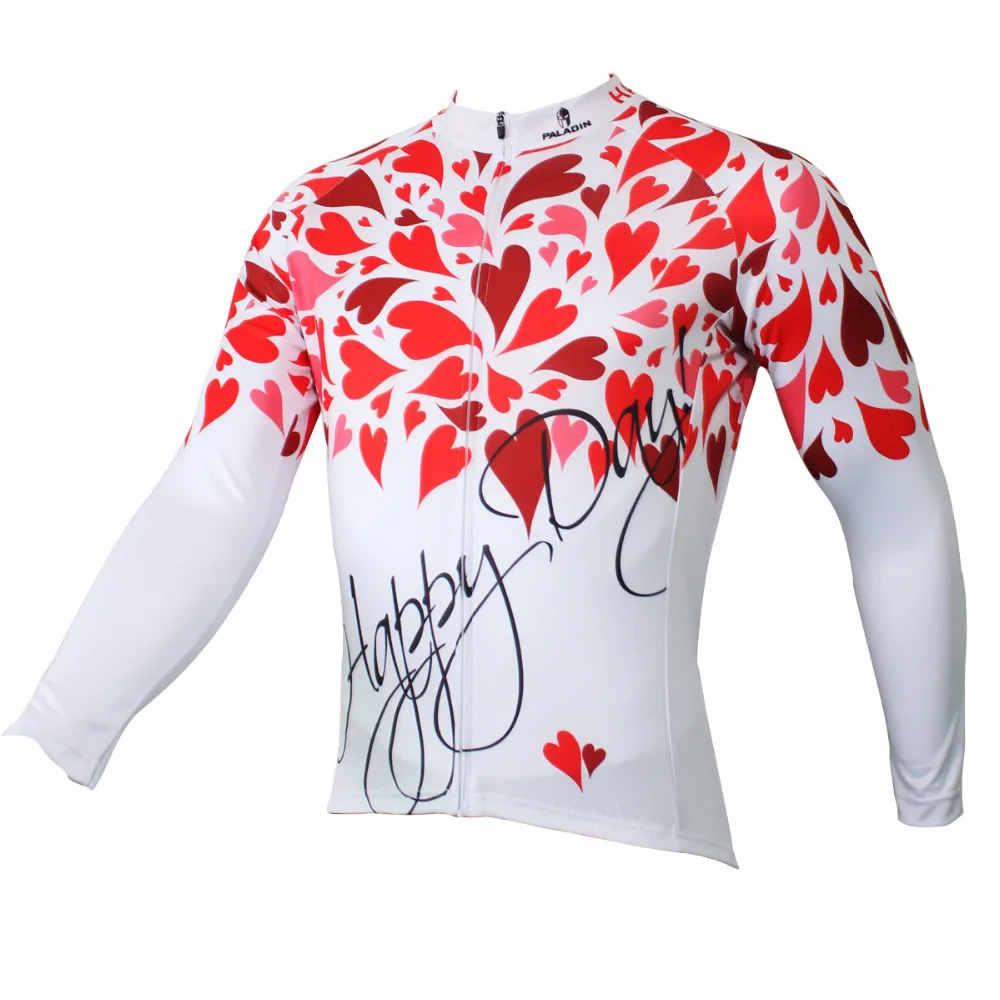 Мужская велосипедная рубашка с длинным рукавом и лепестками сердец Happy Day белая