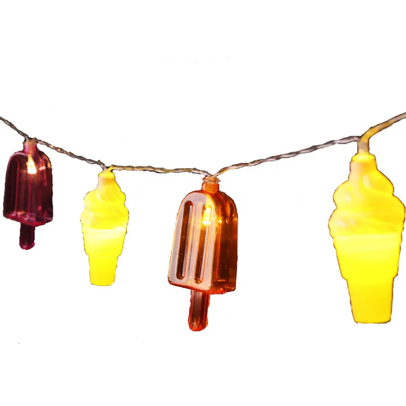 Colorful LED Ice Cream Light String Creative Popsicle Holiday Lamp Battery Box Christmas Bedroom Children Room Cafe Decor Cute |