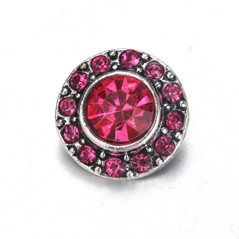 rose red 10 шт./лот 6 цветов цветок оснастки ювелирные изделия металлическая застежка со стразами пуговицы подходят 12 мм Sivler DIY оснастки браслеты ювелирные изделия 0019 - Окраска металла: rose red