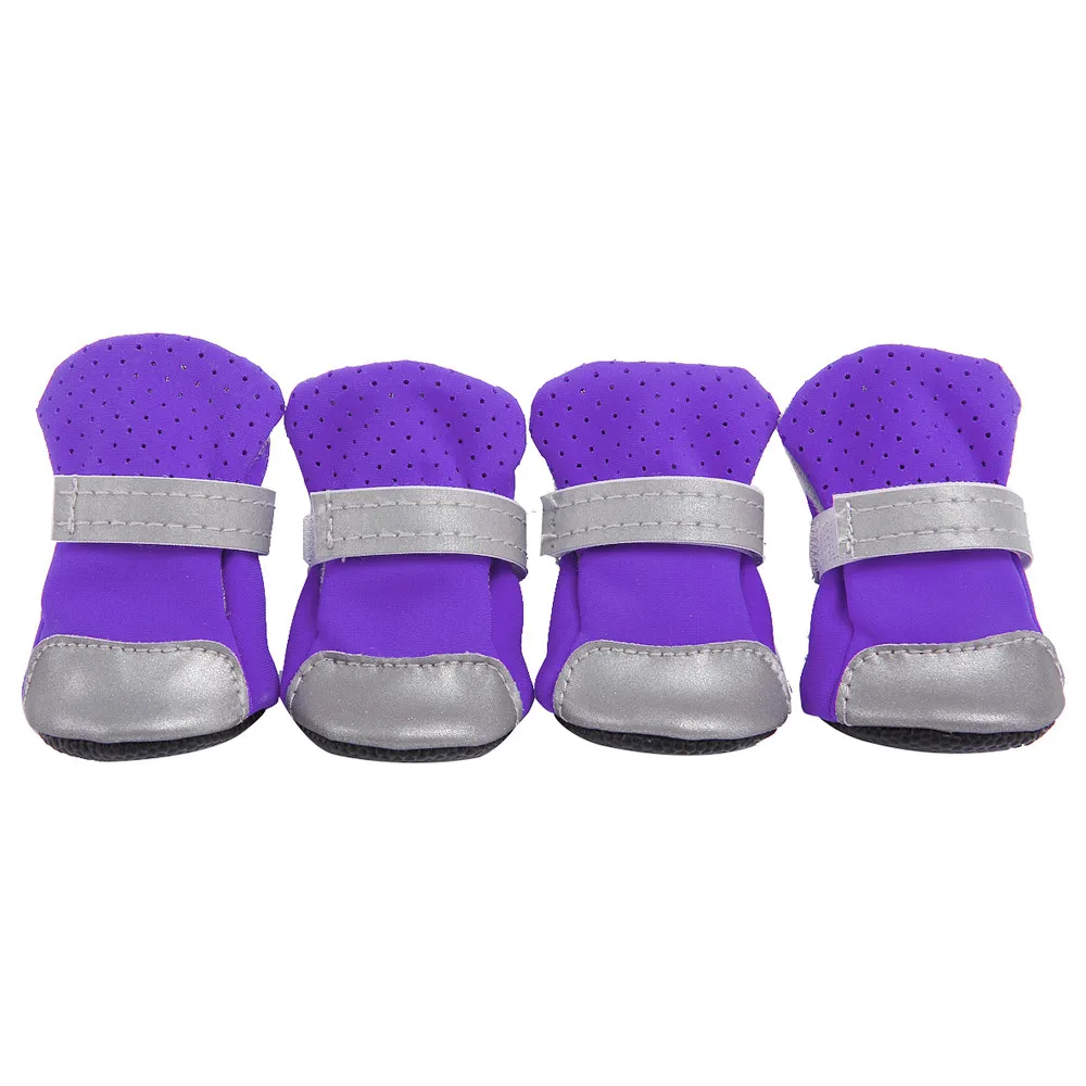 purple 4 шт., Обувь для собак, водонепроницаемая, дождевая, Обувь для собак, щенков, резиновые сапоги, карамельный цвет, обувь для щенков, товары для домашних животных, сапоги для домашних животных - Цвет: purple