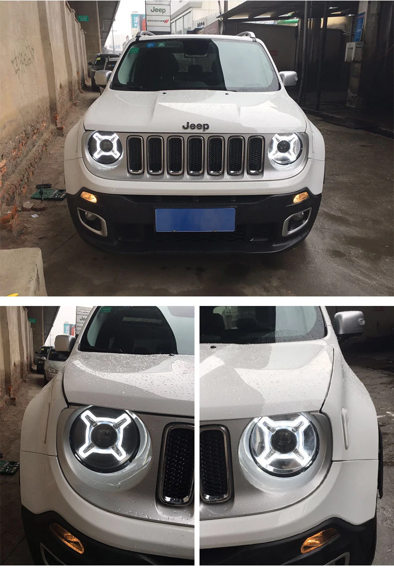 Автомобильный Стайлинг корпус передней фары для джипа Renegade- светодиодный фары, светодиодные фары H7 D2H HID Ангел глаз биксеноновые фары
