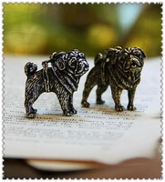 wholesale retro hippie pug necklace fashion cute pug dog jewelry for pet lovers antique bronzegun black plated 12pcslot