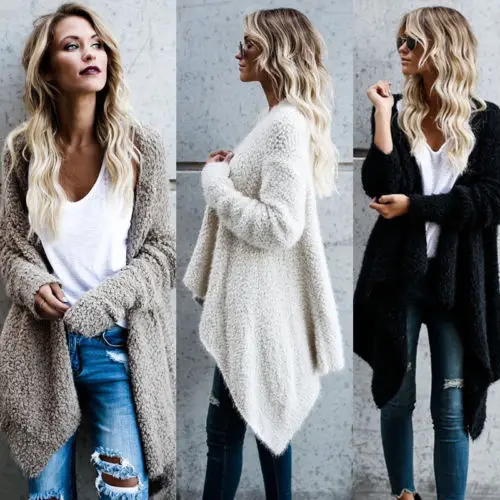 

Fashion Winter Warm Women's Long Oversized Loose Knitted Sweater Cardigan Outwear Coat New