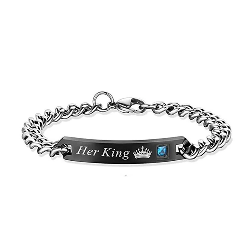 1 шт. Лидер продаж ее King His queen пара Браслеты с Crytal камень любовник Корона Шарм для