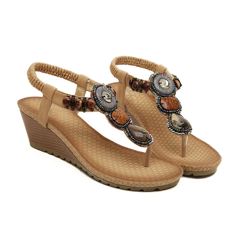 Женские сандалии yaerniwomen летние босоножки на танкетке в богемном стиле женские