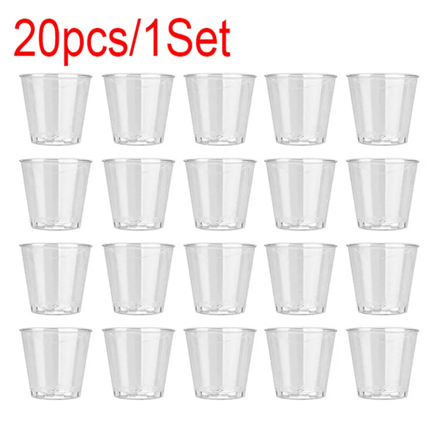 20Pcs Clear Plastic Disposable Party Shot Glasses Jelly Cups Tumblers Birthday 1128 | Дом и сад