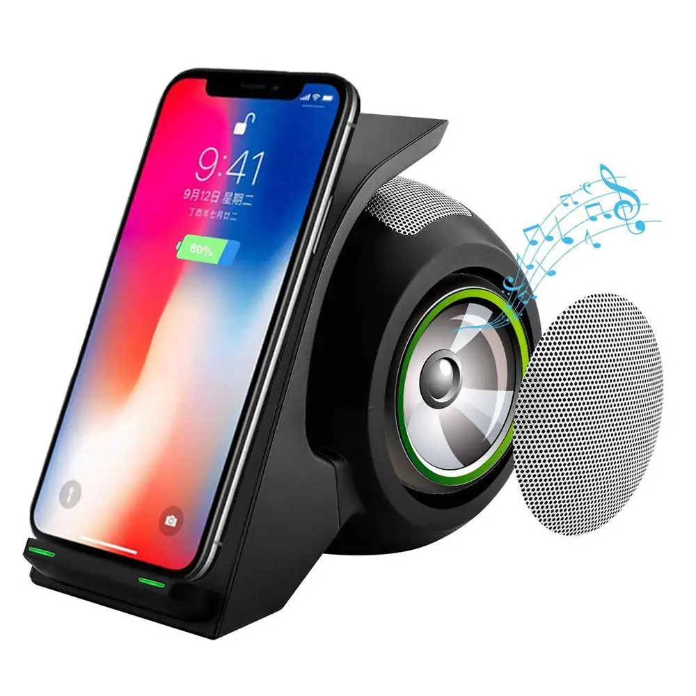 10 Вт Беспроводное зарядное устройство Bluetooth динамик для iPhone X XR XS MAX samsung S9 S10 Plus huawei P30 Pro Беспроводная зарядная подставка Док-станция