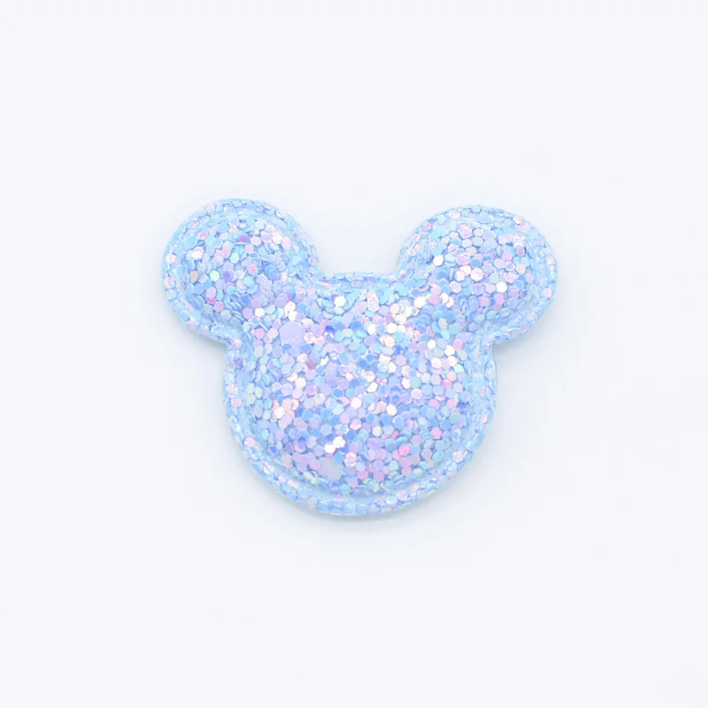 Blue 24 шт./партия 40*33 мм блестящая ткань мышь мягкие Аппликации для DIY детские головные уборы аксессуары и DIY ремесло украшения Патчи G47 - Цвет: Blue