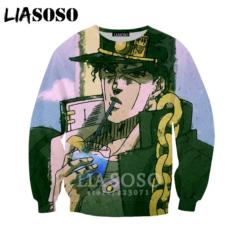 LIASOSO мужские и женские Аниме толстовки 3D принт мужская толстовка с капюшоном JoJo