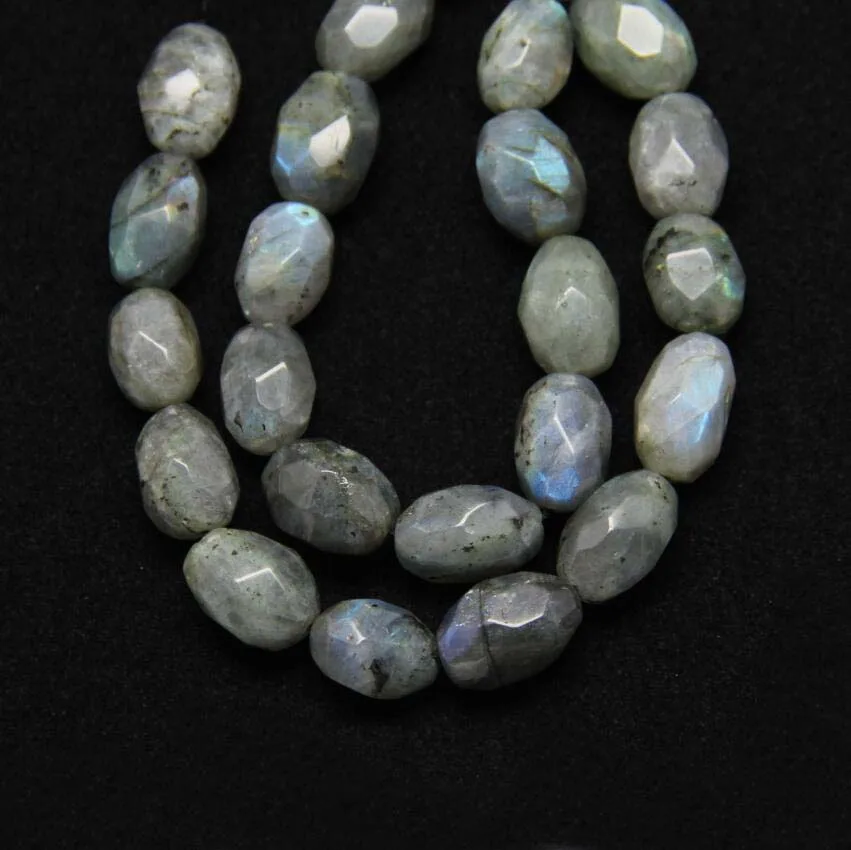 Faceted Flash Labradorite Nugget Beads Spacers Bracelet Jewelry strand Natural Stones Cut Oval Shape Loose DIY Necklace | Украшения и