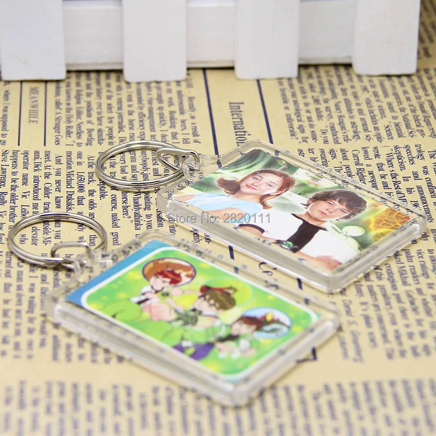 Оптовая продажа 10 шт. пустые акриловые прямоугольные фото брелки для фоторамки