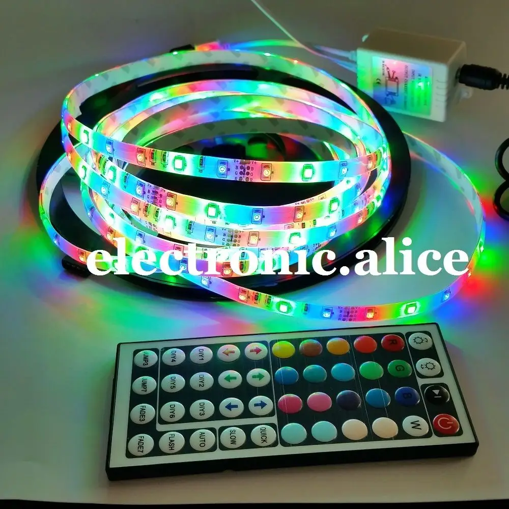 5 м 3528 RGB 300 Led SMD гибкая световая полоса лампа + 44 ключа ИК 12 В 2A источник питания|rgb