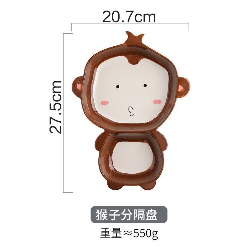 monkey tray Новые детские 5 шт милые керамические Мультяшные животные Медведь Кролик Форма тарелка для кормления фрукты тарелки для закуски Дети Детская посуда - Цвет: monkey tray
