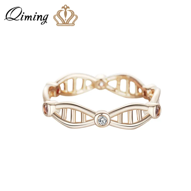 Женское Обручальное Кольцо QIMING Molecule Science Золотое и металлическое ювелирное