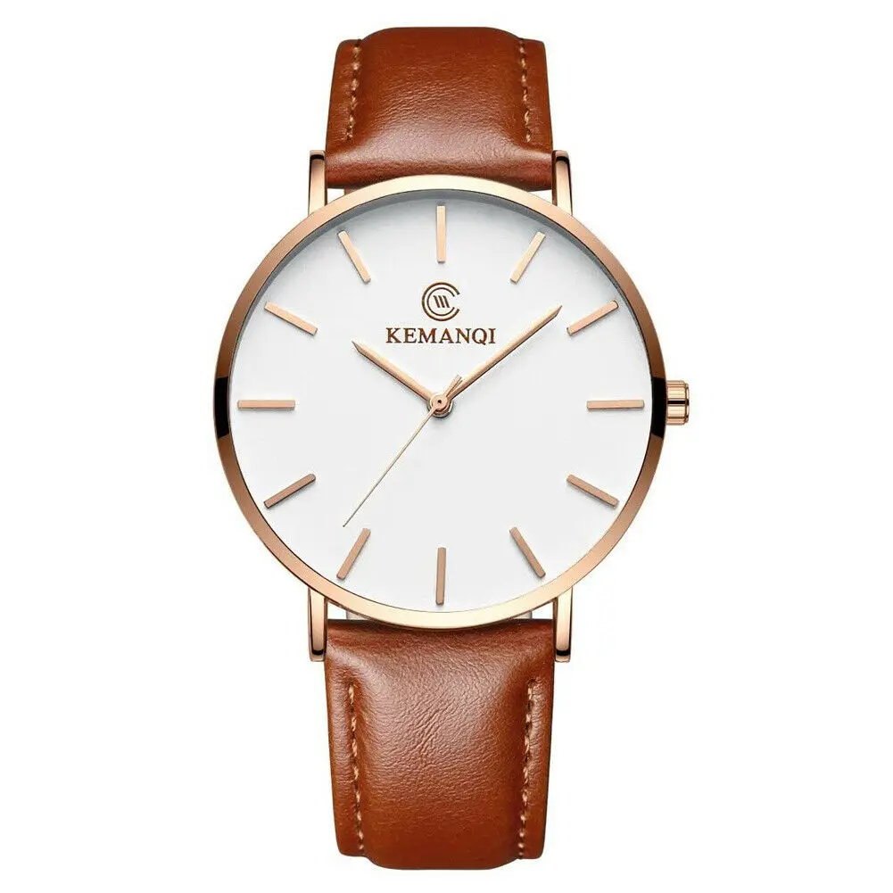 

Fashion Sport Men's Stainless Steel Case Leather Band Quartz Analog Wrist Watch